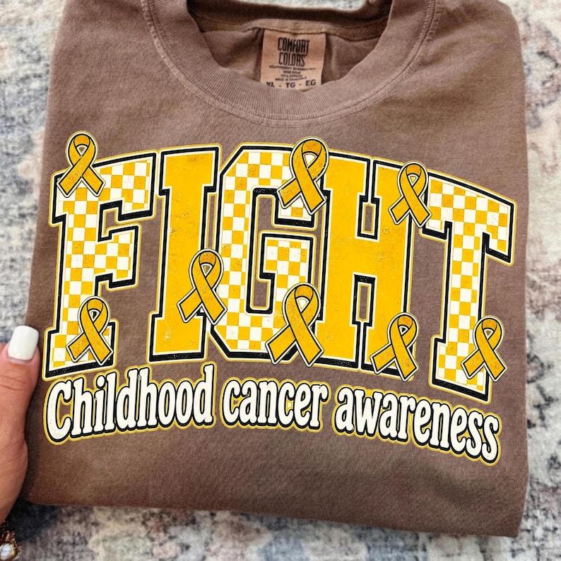 Image of Fight Childhood Cancer Awareness Shirt, In September We Wear Gold Tee, Gold Ribbon Support Shirt, Childhood Cancer Tee