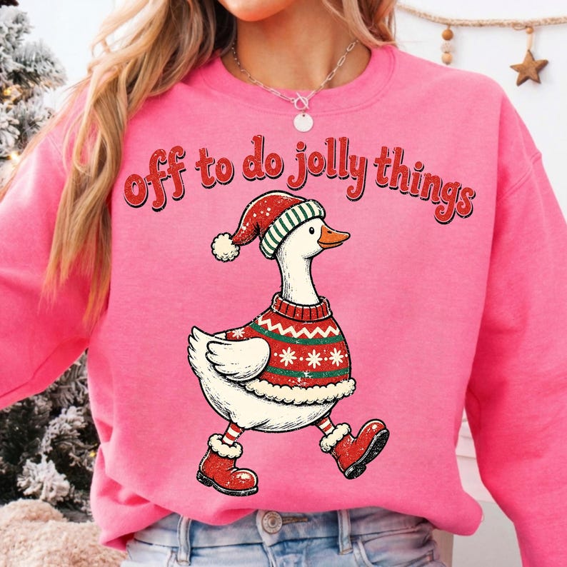 Funny Christmas Goose Design on T-Shirt Mockup