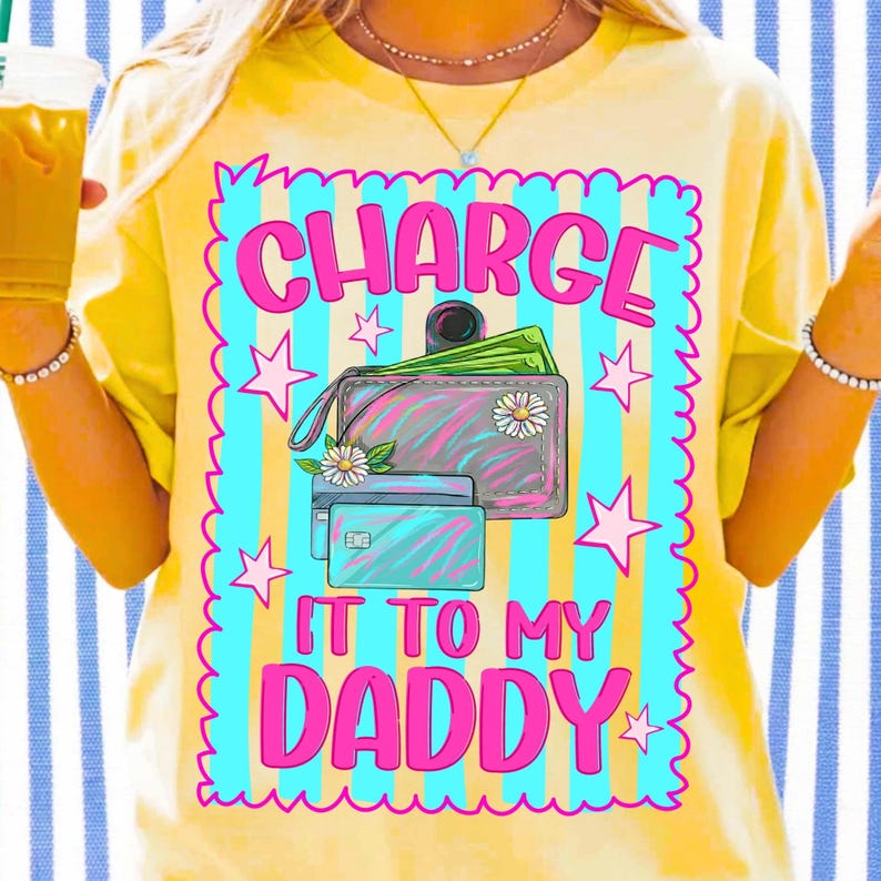 Charge It To My Daddy PNG funny sublimation design with leopard bow and credit card