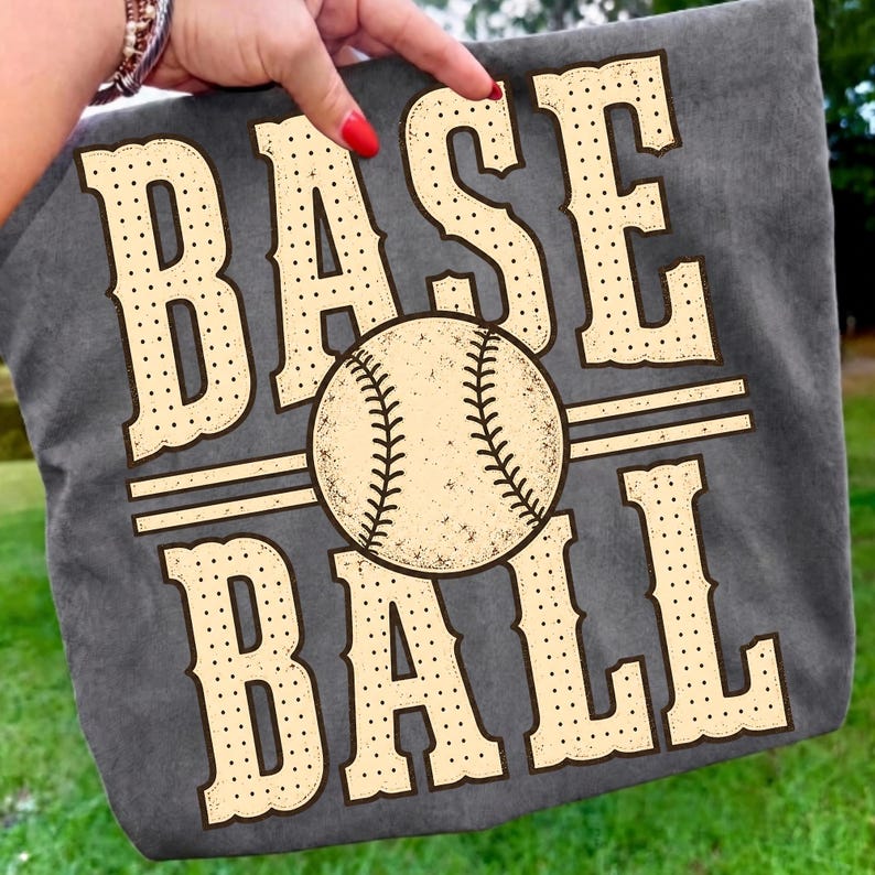 Retro Baseball Distressed PNG Digital Design
