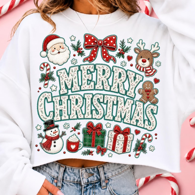 Cute Santa and Reindeer Christmas Sublimation Design