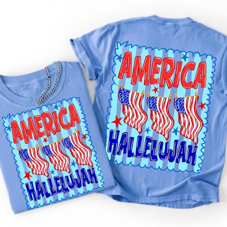 Image of America Hallelujah PNG, 4th of July Preppy Patriotic USA PNG, Coquette Bow dtf Digital Download, Trendy American Fourth of July Sublimation
