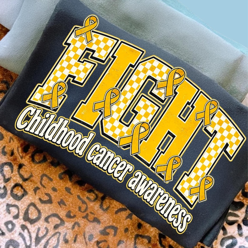 Image of Fight Childhood Cancer Awareness Shirt, In September We Wear Gold Tee, Gold Ribbon Support Shirt, Childhood Cancer Tee