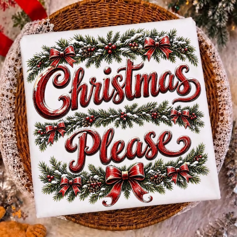 Vintage Christmas Bow Sublimation Design