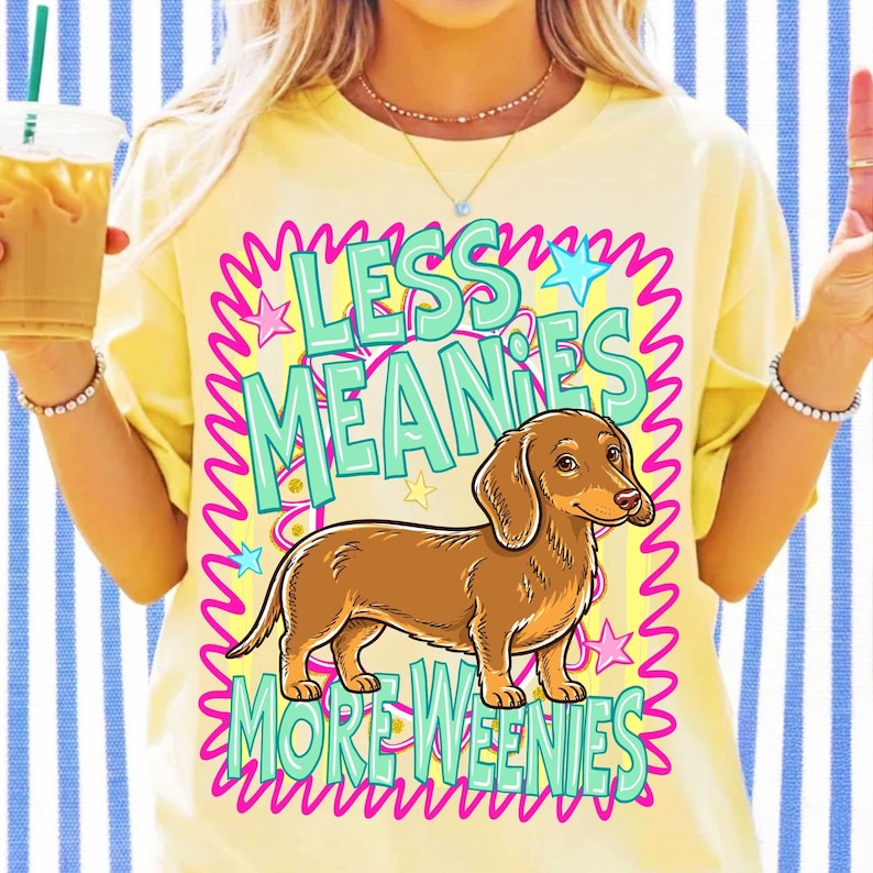More Weenies Less Meanies Retro Dachshund Sublimation Design