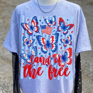 4 juli-paket PNG Patriotisk fjäril Amerika Preppy USA Randig fjäril Ditsy Blommig 1776 Frihet Sublimeringsdesigner Självständighet bild 7