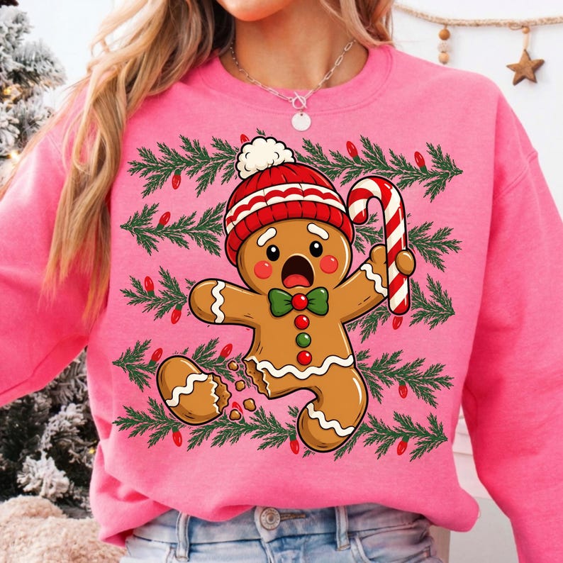 Image of Oh Snap Gingerbread PNG, Cute Christmas Cookie Sublimation, Coquette Holiday Shirt Design, Xmas Digital Download