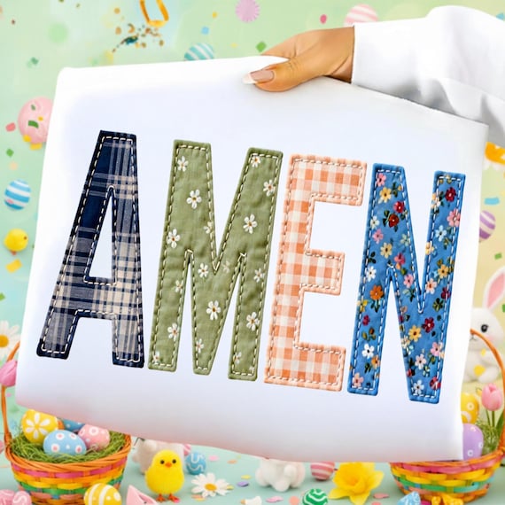 Amen Floral Patchwork PNG, Christian Faith Sublimation, Vintage Religious Shirt Design