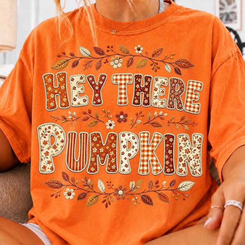 Hey There Pumpkin Gingham Autumn Shirt Design Mockup