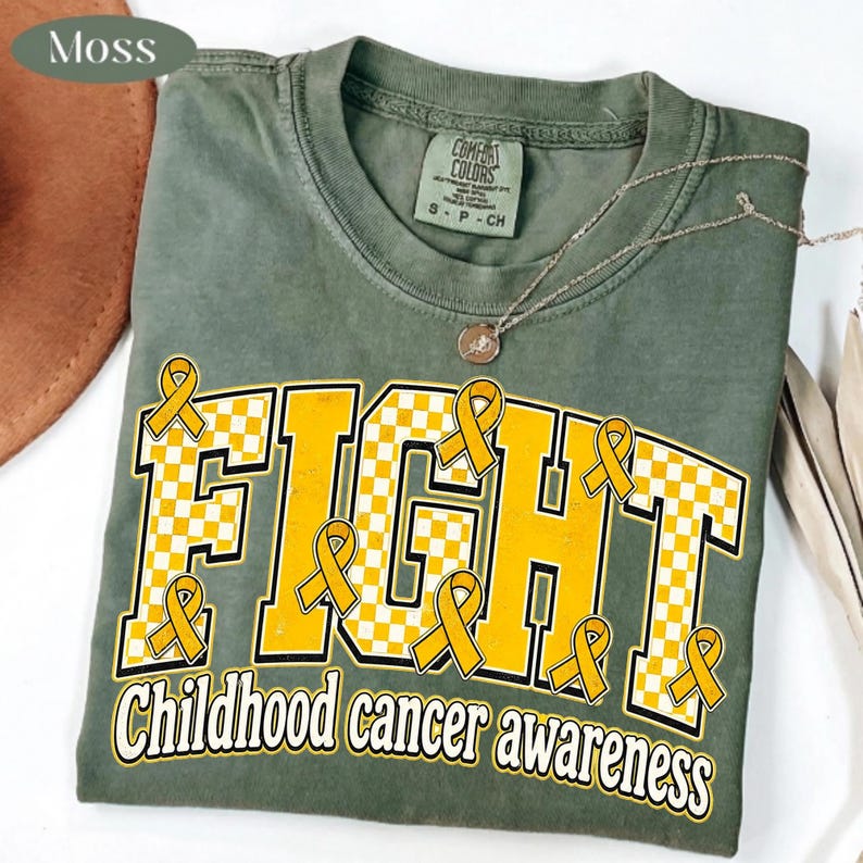 Gold Ribbon Support Shirt Digital Download PNG Graphic
