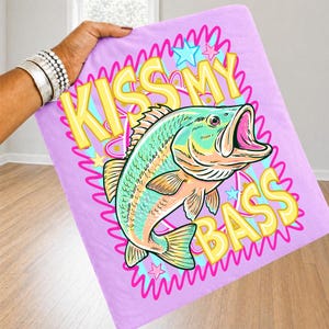 Preppy Kiss My Bass Fish PNG Trendy Summer Beach Fishing Design Colorful Pink Summer Vibes Lake Life PNG Sublimation Graphic image 10