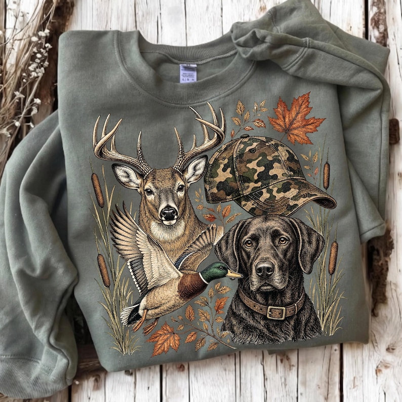 Rustic Fall Hunting Shirt PNG Design on a T-Shirt Mockup