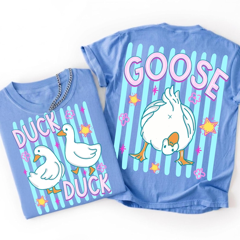Image of Duck Duck Goose PNG, Summer Beach Vintage Duck Graphic, Girly Boutique Brushstroke Design, Cute Pastel Duck PNG, Digital Download