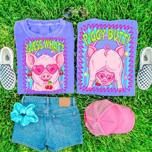 Adivina qué, trasero de cerdito PNG, diseño divertido y sarcástico de sublimación de verano, garabato de camisa colorida y sarcástica, imágenes prediseñadas de boutique femenina de moda PNG imagen 3
