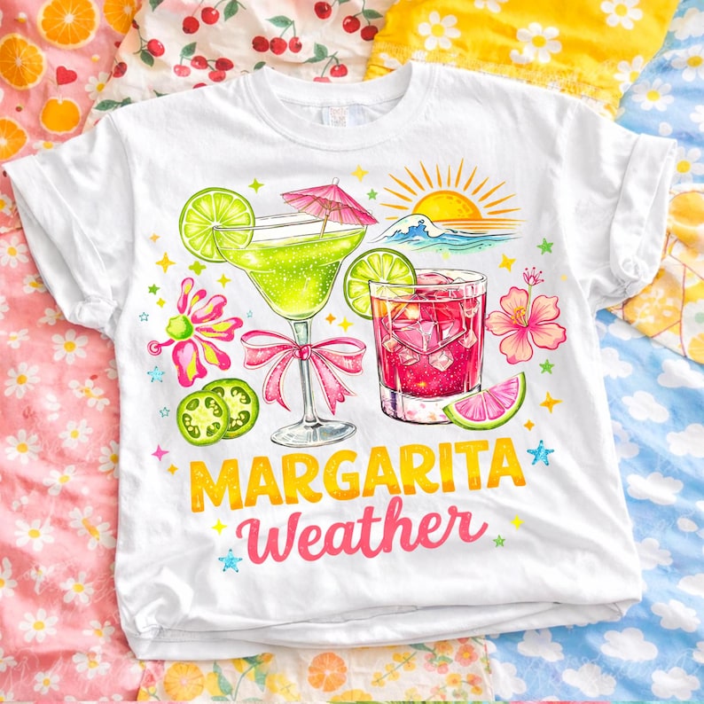Summer Margarita Weather PNG Alphabet Bundle showcasing preppy brushstroke letters against a vibrant background