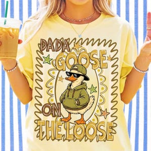Striped Retro Dada Goose On The Loose PNG | Funny Fathers Day Sublimation Design | Cool Dad Goose PNG | DTF T-Shirt Graphic Clipart image 3