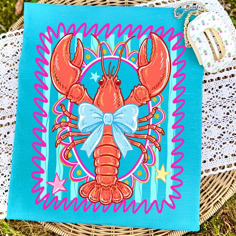 Crawfish Coquette Preppy Coastal Summer PNG, Striped Shirt Design Digital Download, Trendy Beachy Shirt PNG, Coastal Crawfish Season PNG image 8
