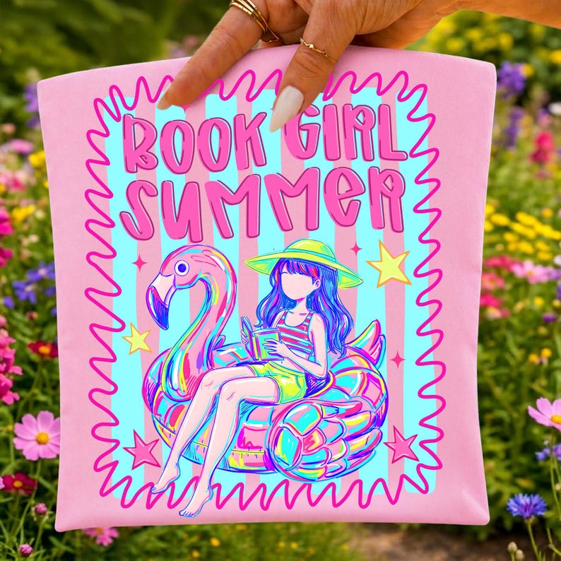 Vibrant Book Girl Summer PNG font bundle showcasing coastal and bookish elements.
