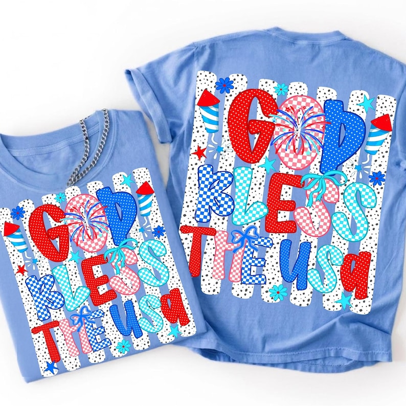 Close-up of the patriotic red white and blue A-Z alphabet and number set for custom sublimation designs