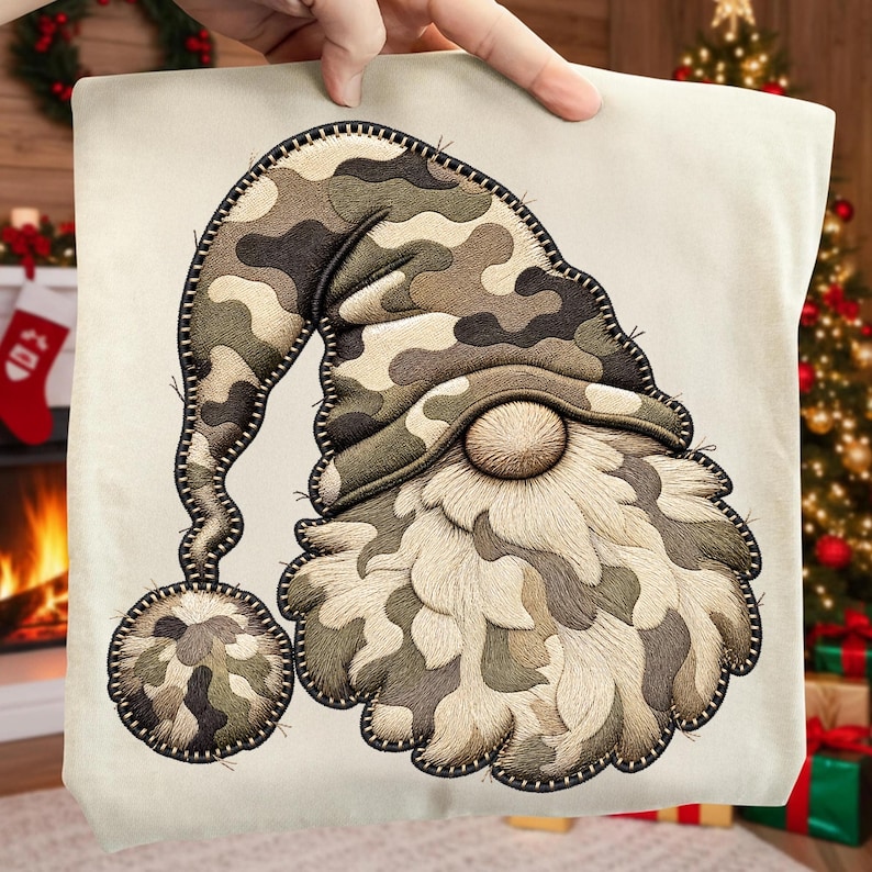 Camo Gnome Sublimation Artwork on Holiday Gift Mug