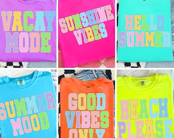 Retro Summer PNG Bundle, Neon Sunny Days Png, Beach Life Clipart, Girly Summer Vibes Sublimation, Distressed DTF, I Was Made For Sunny Days