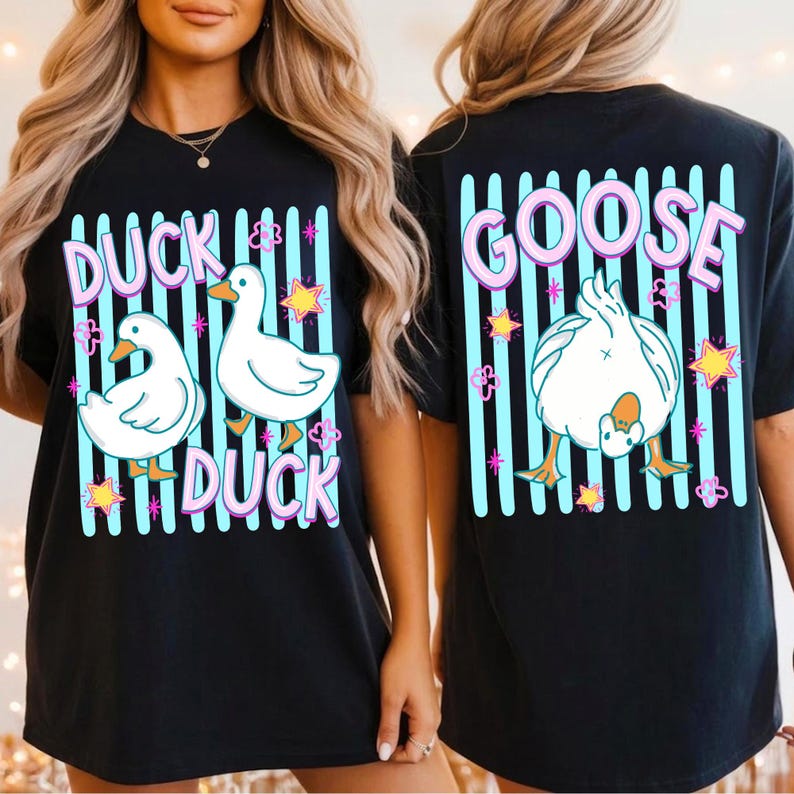 Image of Duck Duck Goose PNG, Summer Beach Vintage Duck Graphic, Girly Boutique Brushstroke Design, Cute Pastel Duck PNG, Digital Download