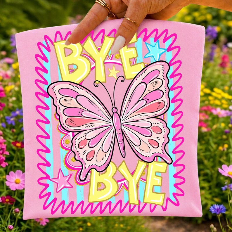 Trendy Preppy Butterfly T-Shirt Mockup for Last Day of School