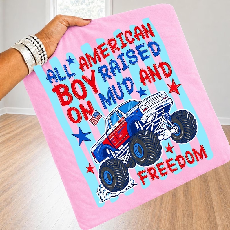Example of the 'All American Boy' 4th of July PNG used on a custom t-shirt.