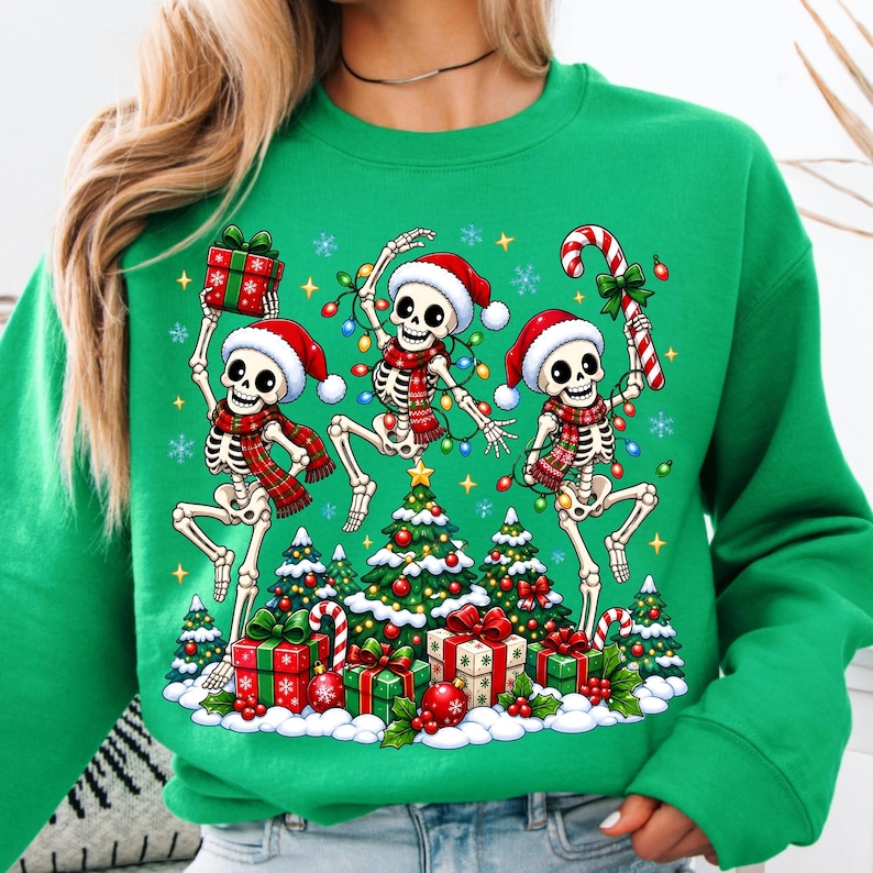 High Resolution Santa Skeletons Sublimation Graphic