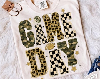 Game Day Football PNG, Camo Leopard Football PNG, Checkered Football Design, Preppy Football Mom PNG, Varsity Game Day Sublimation