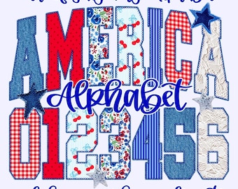 Adretter USA Alphabet PNG darauf 4.Juli Shirt Design Seersucker Sterne Sublimation Inabhängigkeitstag Amerika 250 Clipart