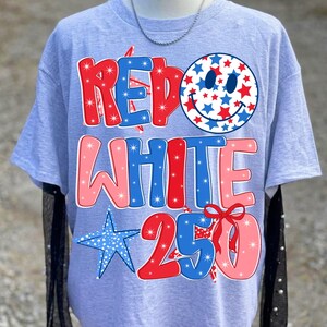 Amerika 250 PNG sublimeringsdesign, USA:s flagga 250-årsjubileumsskjortadesign, preppy fjärde kokett-rosett PNG, halvhjärtat jubileum clipart bild 2