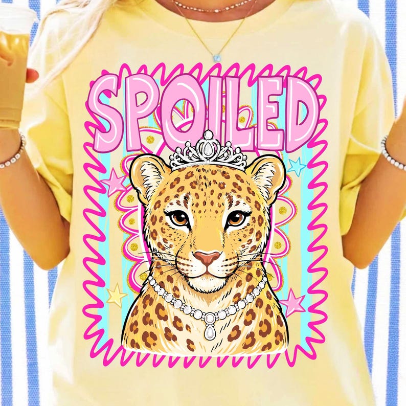 Spoiled Leopard PNG Font Bundle with Jeweled Crown and Diamond Necklace