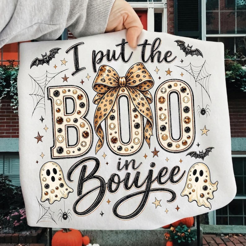 I Put The Boo In Boujee Rhinestone Ghost Halloween Design