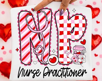 Nurse Practitioner Valentine Sublimation Design, Pink Leopard Heart Graphic, XOXO Medical Love for Healthcare Apparel Creations