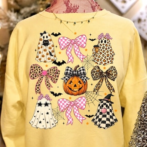 Retro Halloween Spook PNG Coquette Luipaard Pompoen Sublimatie Ontwerp Meisjesachtige Geruite Spookjes Pompoen Kersen Clipart Schattig Spooky Herfst DTF