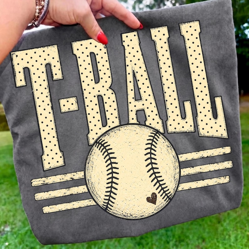 Retro T-Ball PNG Design for Sublimation and Youth Baseball Shirts