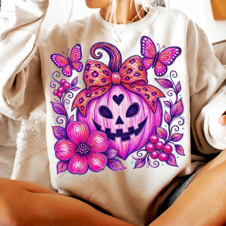 Halloween Pumpkin PNG on a White T-shirt Mockup