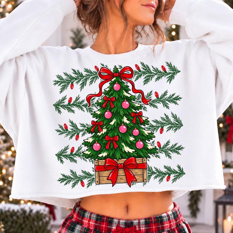 Preppy Polka Dot Christmas Tree Bow PNG digital design for sublimation