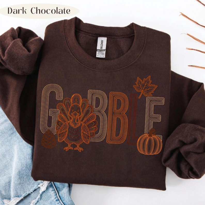 Gobble PNG, Retro Kalkon Thanksgiving-skjortadesign, Preppy höstsublimeringsdigital fil bild 6