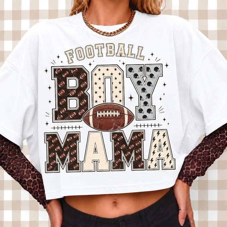 Image of Football Boy Mama PNG, Football Mom Sublimation Design, Game Day Sports Mom Shirt Graphic, Digital Download