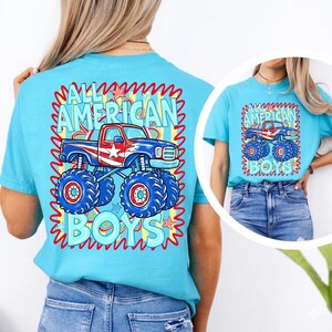 Diseño de camión monstruo patriótico PNG para niño americano, niño de campo, gráfico del 4 de julio, camiseta de camión de EE. UU. PNG, camión de barro, sublimación digital imagen 7