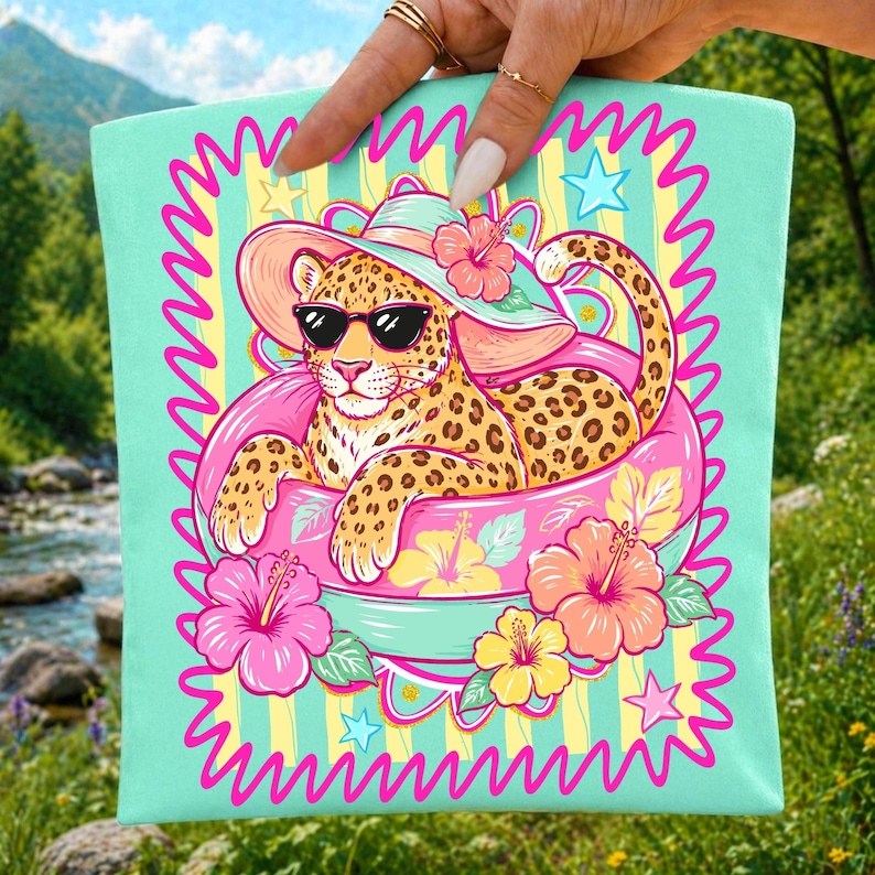 High-resolution tropical beach leopard letters and numbers for sublimation