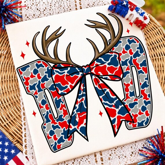 Patriotic Hunting Dad PNG - American Flag Camo Graphic for Sublimation - Duck Hunting Father Father's Day DTF - Outdoor USA Dad png