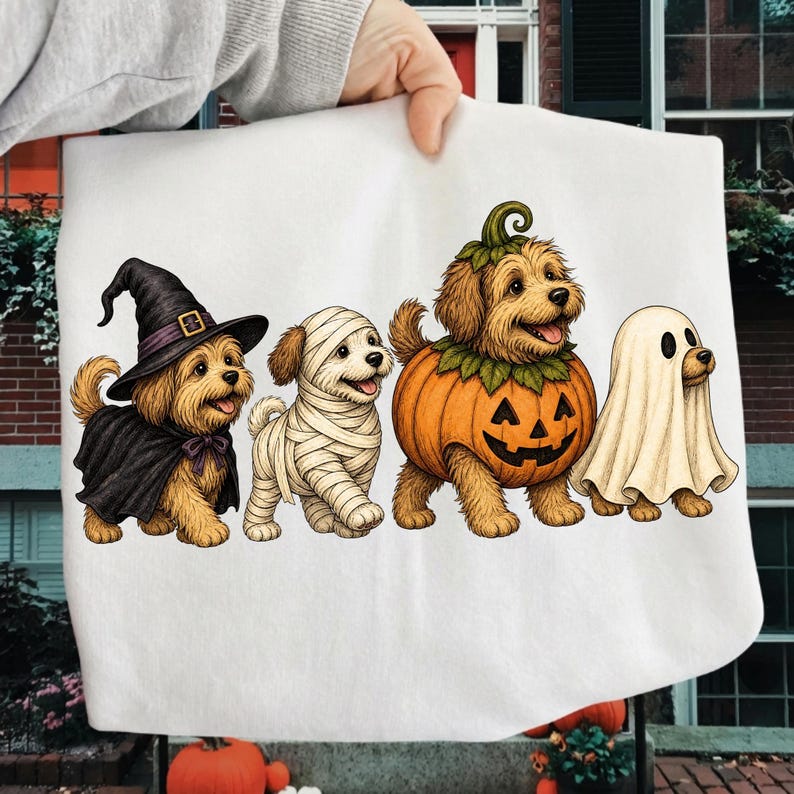 Cute Halloween Golden Doodle PNG Sublimation Graphic Design