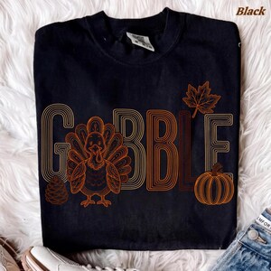Gobble PNG, Retro Kalkon Thanksgiving-skjortadesign, Preppy höstsublimeringsdigital fil bild 2