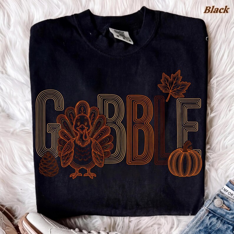 Preppy Thanksgiving Gobble Turkey Sublimation File Close Up