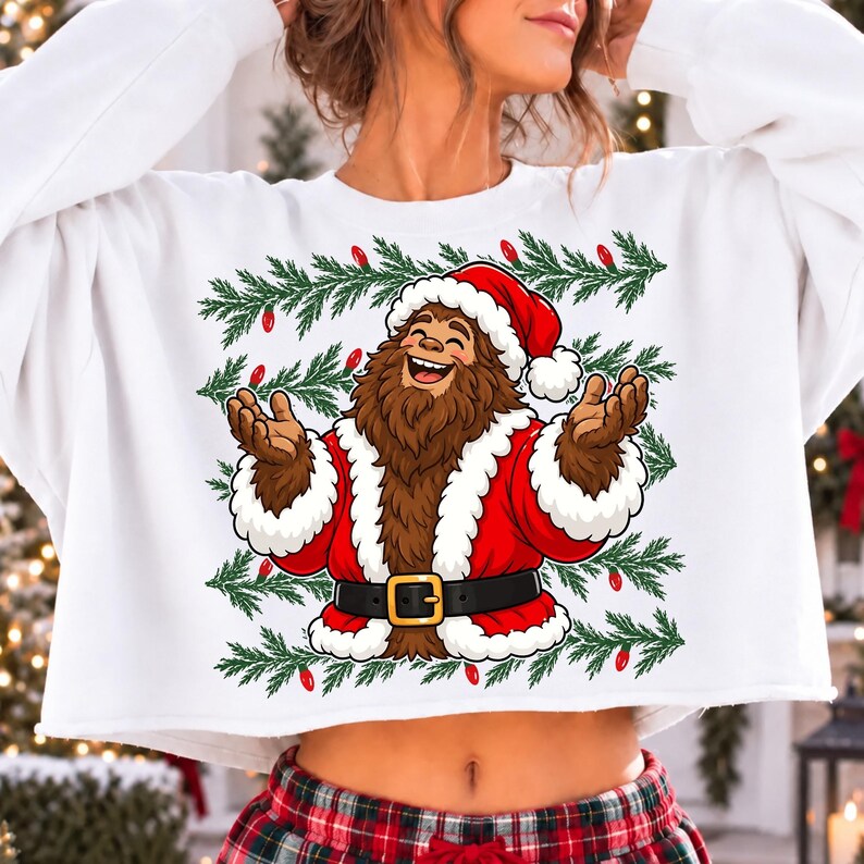 Image of Christmas Bigfoot PNG, Santa Sasquatch Christmas Sublimation, Funny Yeti Holiday Shirt Design, Digital Download