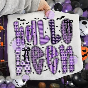 Purple Lace Bow Halloween Coquette PNG: Shabby Chic Sublimation Design for Spooky Cottagecore Shirts
