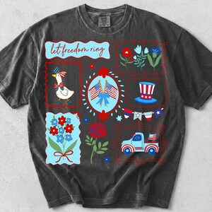 Cottagecore Patriotic Goose PNG, blommig 4 juli sublimeringsdesign, vintage amerikansk kokett PNG, USA flagga jordgubb Clipart bild 3